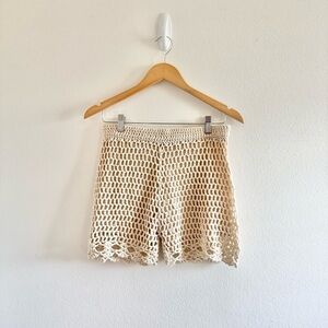 Renjo Crochet Cream Women's Shorts Large